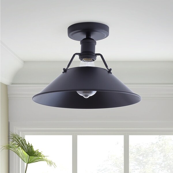 Vintage Black 1 Light Bell Shape Semi Flush Mount Lighting Fixture On Sale Bed Bath Beyond 36999920