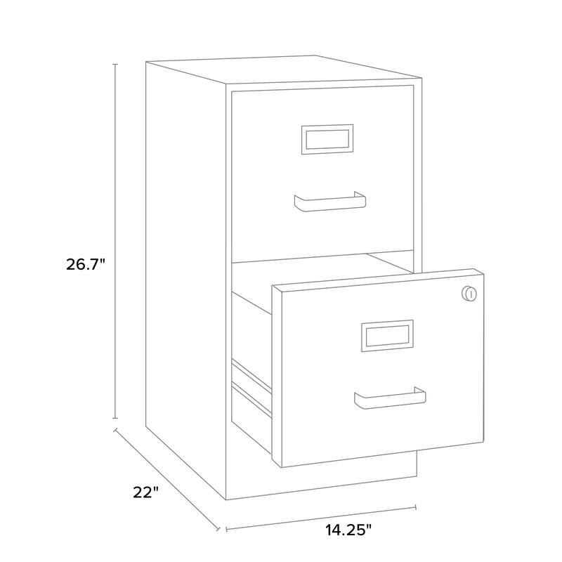 Space Solutions 22" Deep 2-drawer Metal File Cabinet, Stone