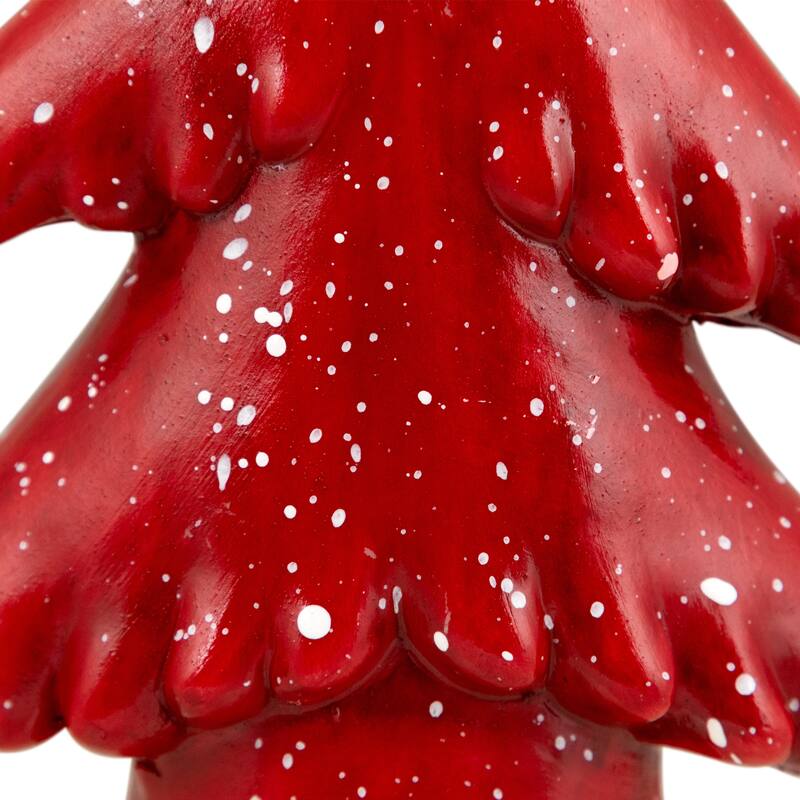 Shiny Christmas Tree with Snowy Accents Tabletop Decoration - 10" - Red