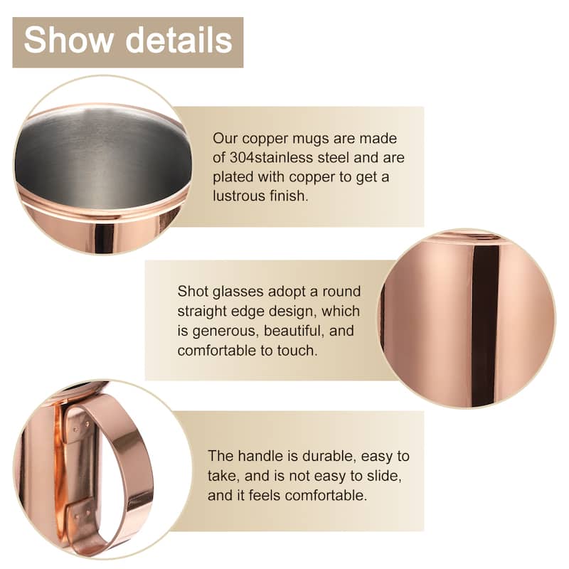 Mini Copper Mugs 60ml/2 OZ 4Pcs , Rose Gold - Rose Gold