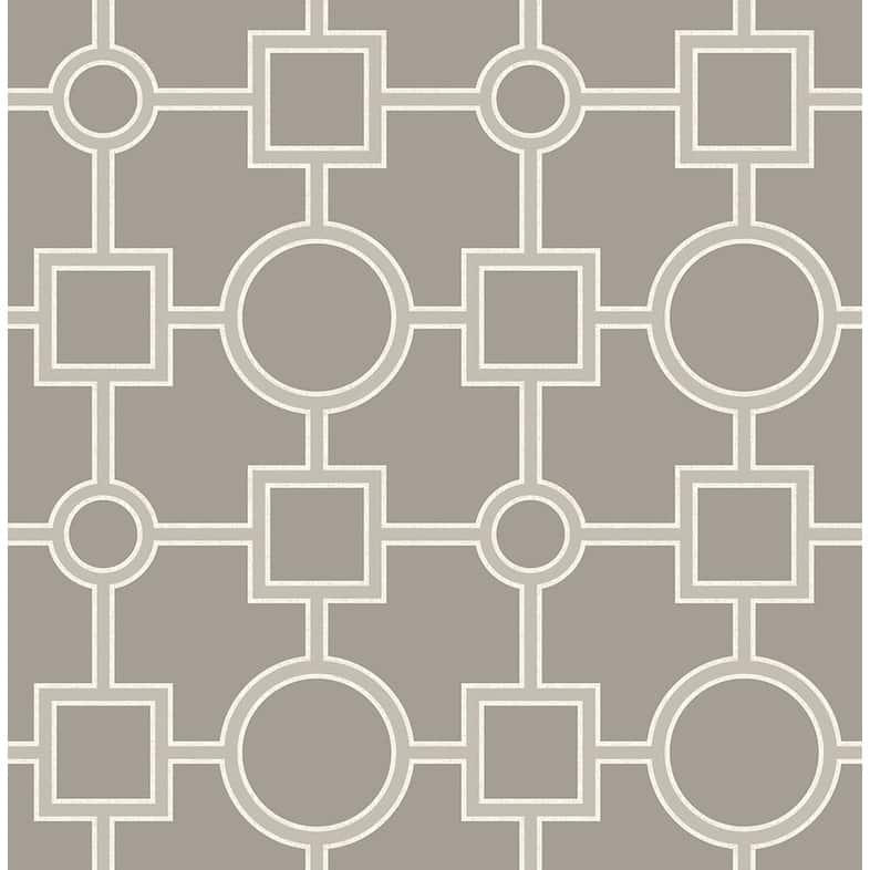 Brewster Matrix Taupe Geometric Wallpaper - 20.5in x 396in x 0.025in