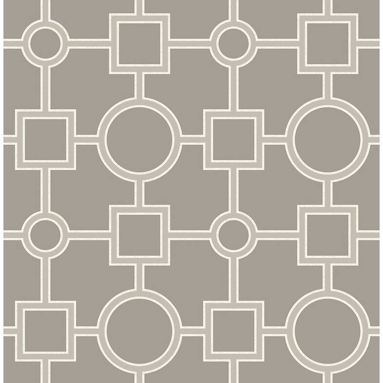 Brewster Matrix Taupe Geometric Wallpaper - 20.5in x 396in x 0.025in