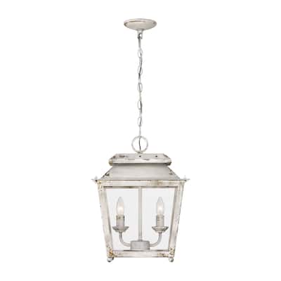 Abingdon 2 Light Mini Pendant in Antique Ivory with Clear Glass - Gold