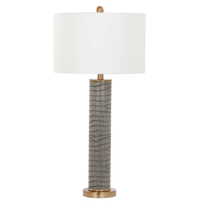 SAFAVIEH Lighting Tomika 32-inch Faux Alligator Grey Table Lamp (Set of 2) - 15"x15"x31.5" - 15Wx15Dx32H