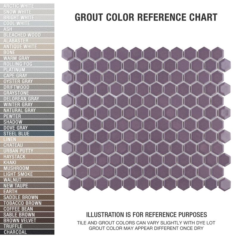 Merola Tile Metro 1" Hex Glossy Purple 10-1/4" x 11-7/8" Porcelain Floor and Wall Tile