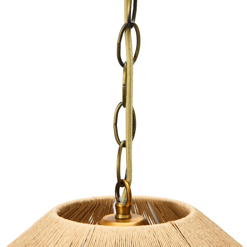 Metal & Natural Paper Rope Shade Pendant Lamp