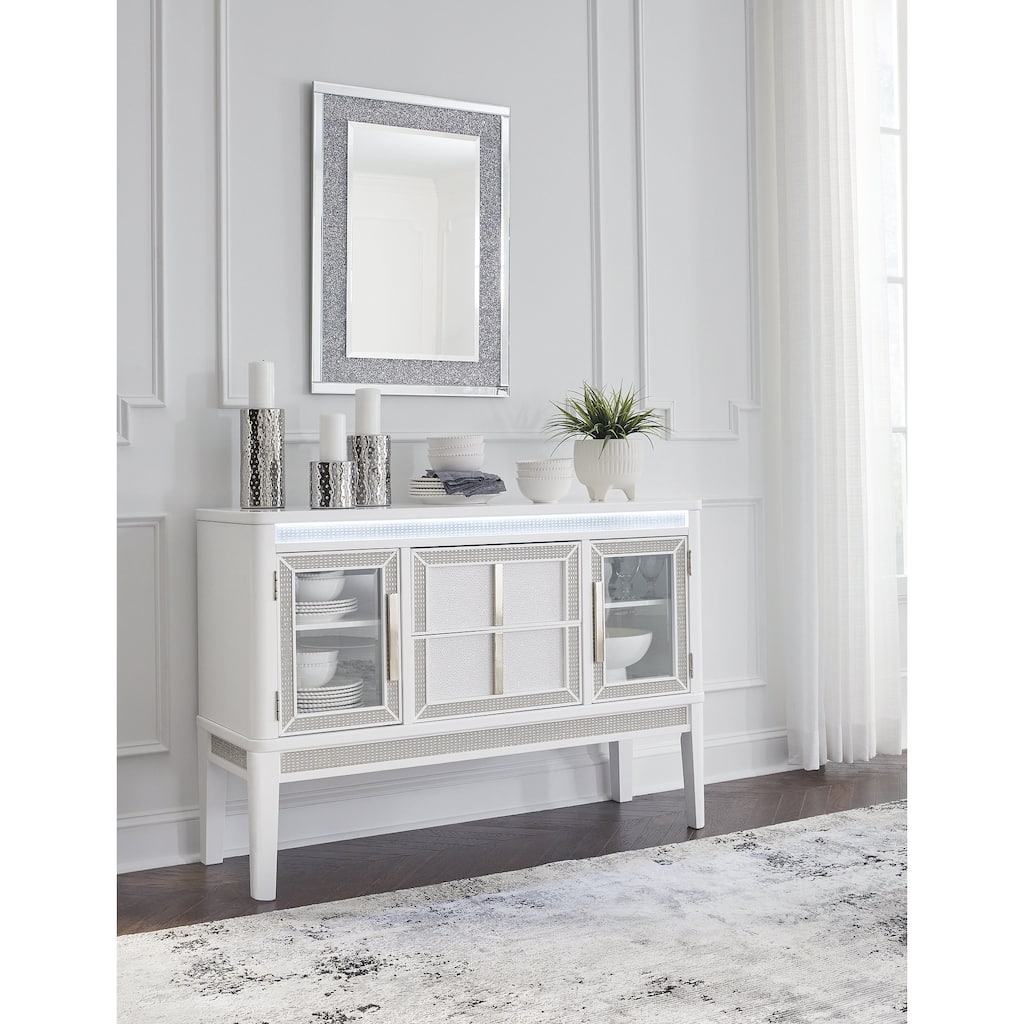 Signature Design by Ashley Chalanna White Dining Server - 56.25" W x 18.13" D x 38.5" H