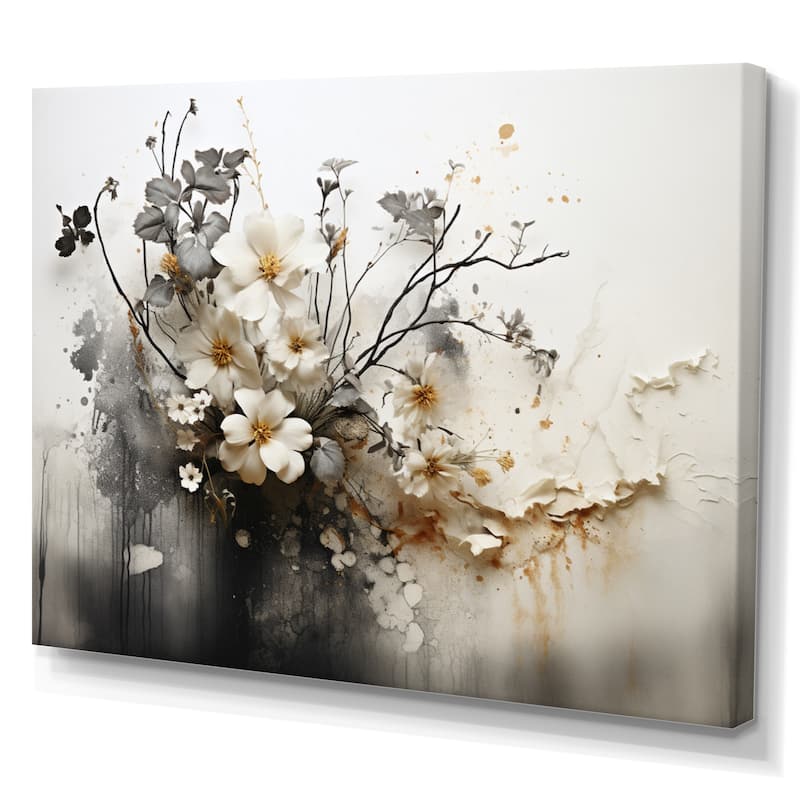 Designart "Bohemian Earthly Floral Collage I" Abstract Wall Art Living Room