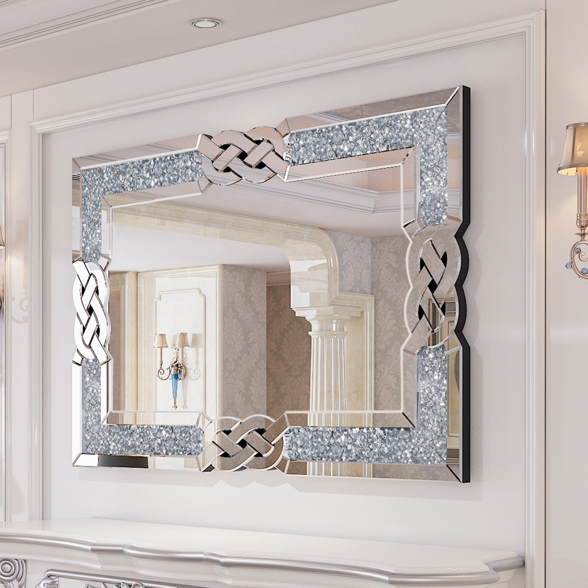 Sparkling Crystal Crush Diamond Accent Mirror Wall Mounted On Sale Bed  Bath  Beyond 37834701