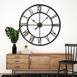 Minimalist Slim Iron Wall Clock 30'' Diameter Home Room Decorations Oversize 