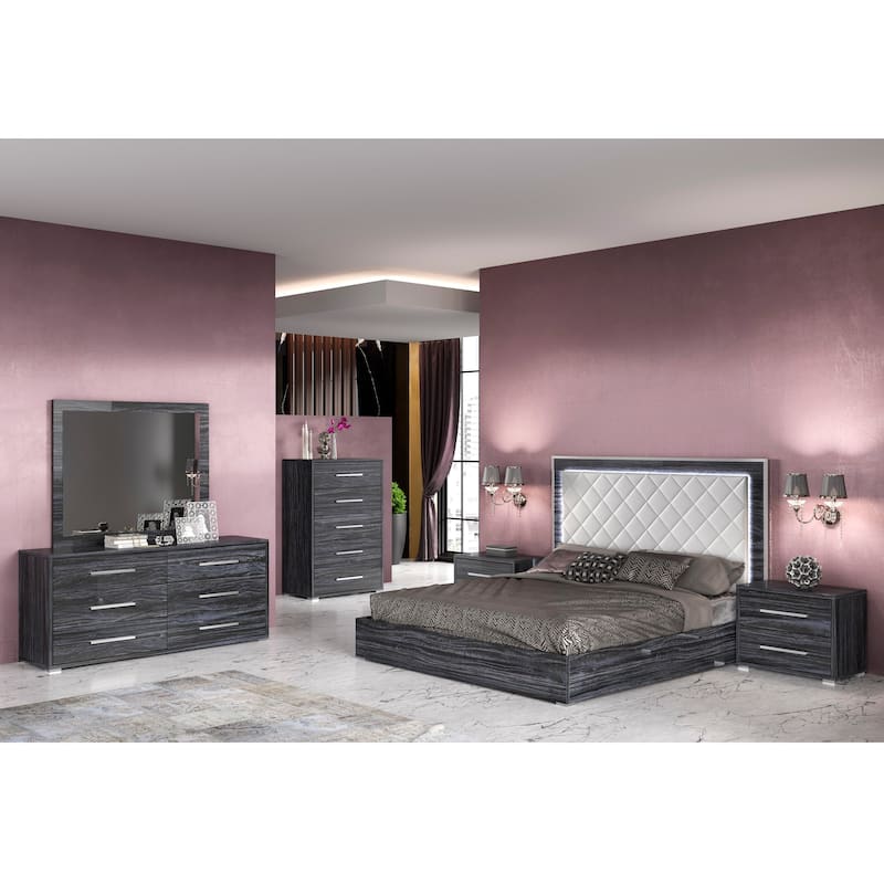 Somette Napolitan 5-Drawer Melamine Wood Chest in Gloss Gray