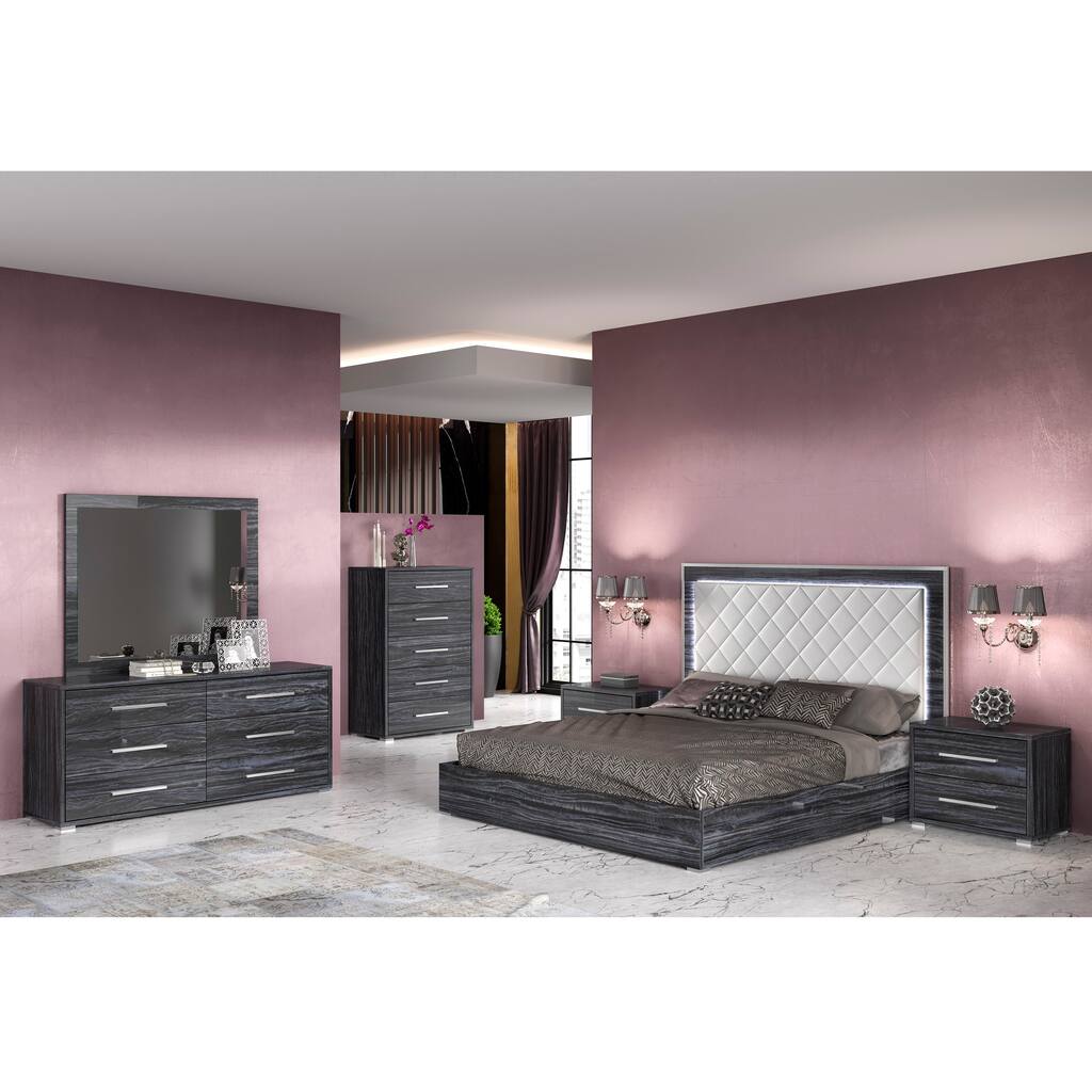 Somette Napolitan Contemporary 4-Piece Bedroom Set in Timeless Gray