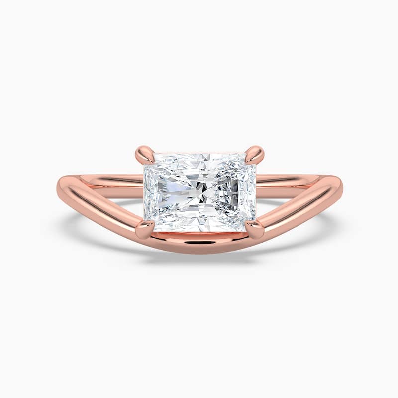 Auriya 14K Gold Lab Grown Diamond Radiant Cut Curved Solitaire Engagement Ring 1.00 - 5.00ct. tw. (F-G, VS) - 1.50 carats - 9 - Rose