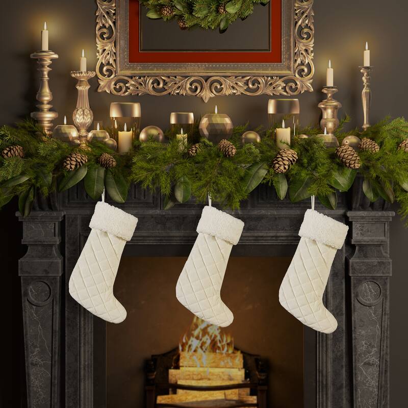 J. Queen New York Casey Sherpa Christmas Stocking - White