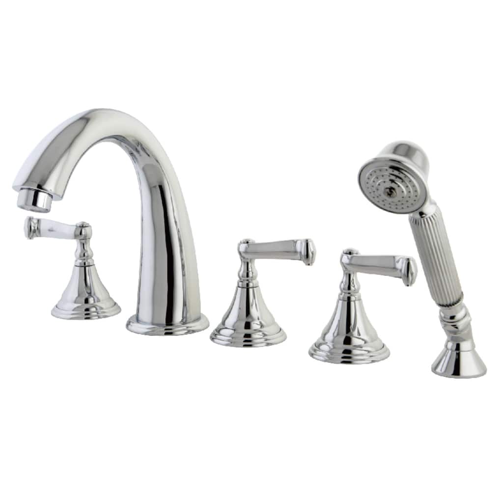 Kingston Brass Royale 5-Hole Deck Mount Roman Tub Faucet with Hand Shower