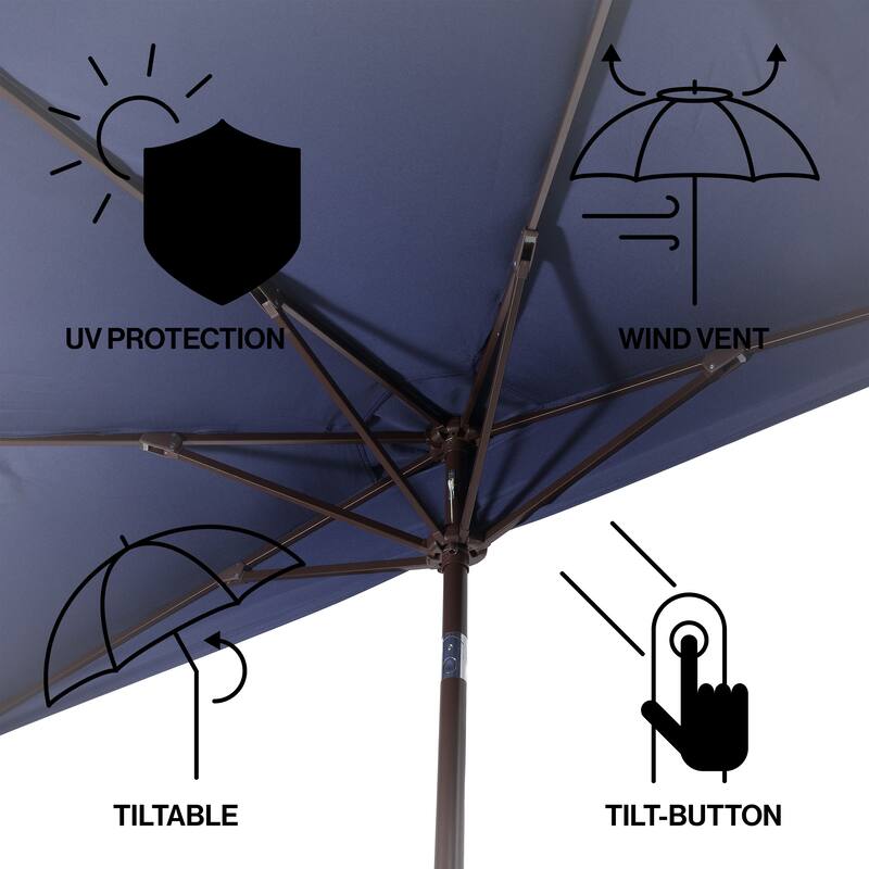 9 ft Market Patio Half Umbrella with Crank, Tilt Button and UV Protection