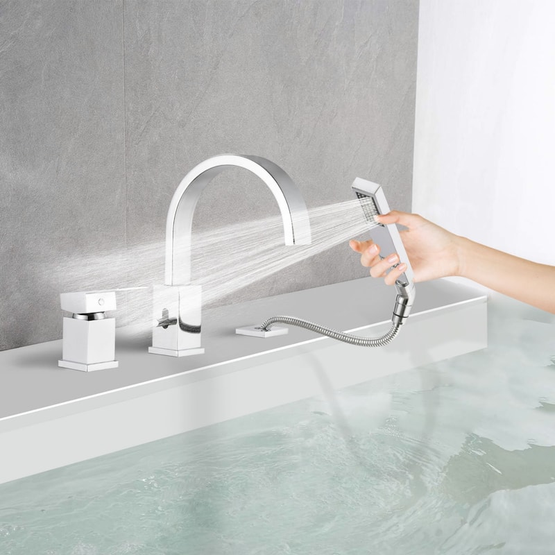 Waterfall Bathtub Faucet Set with Sprayer - Chrome
