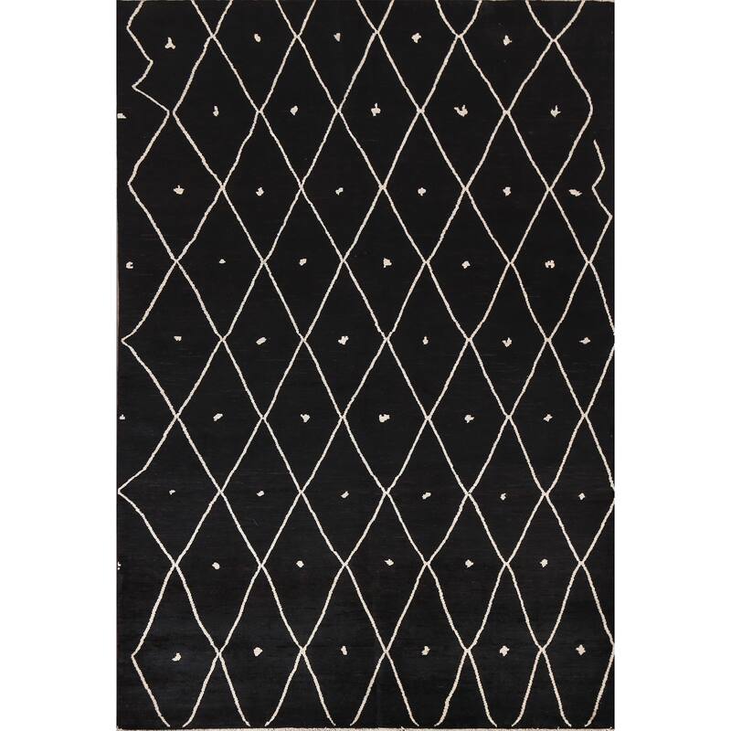 Vegetable Dye Trellis Moroccan Living Room Area Rug Wool Hand-knotted - 6'7" x 9'7"