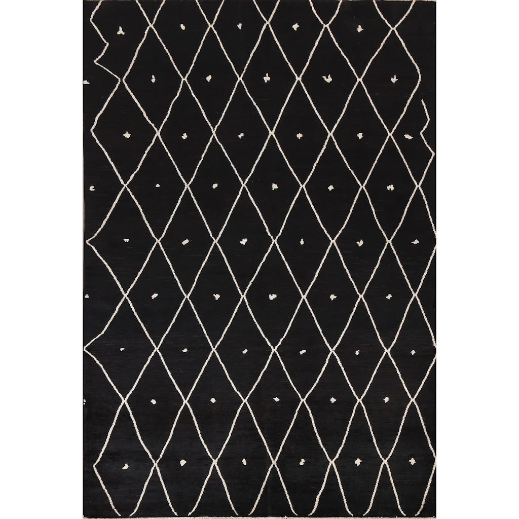 Vegetable Dye Trellis Moroccan Living Room Area Rug Wool Hand-knotted - 6'7" x 9'7"