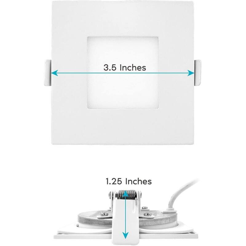 Luxrite 12 Pack 3" Square Ultra Thin LED Recessed Light with J-Box 8W 5 Color Selectable Dimmable 540 Lumens IC Rated