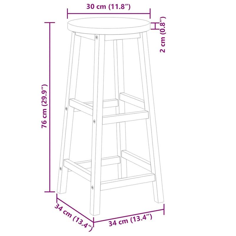 vidaXL Bar Stools 8 pcs Solid Wood Acacia - 13.4" x 13.4" x 29.9"