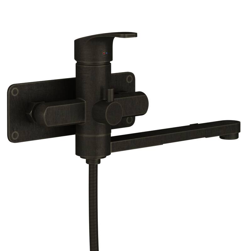 Niagara Highflow Wall Mounted Tub Filler with Pivoting Arm Spout and Handshower Oil Rubbed Bronze