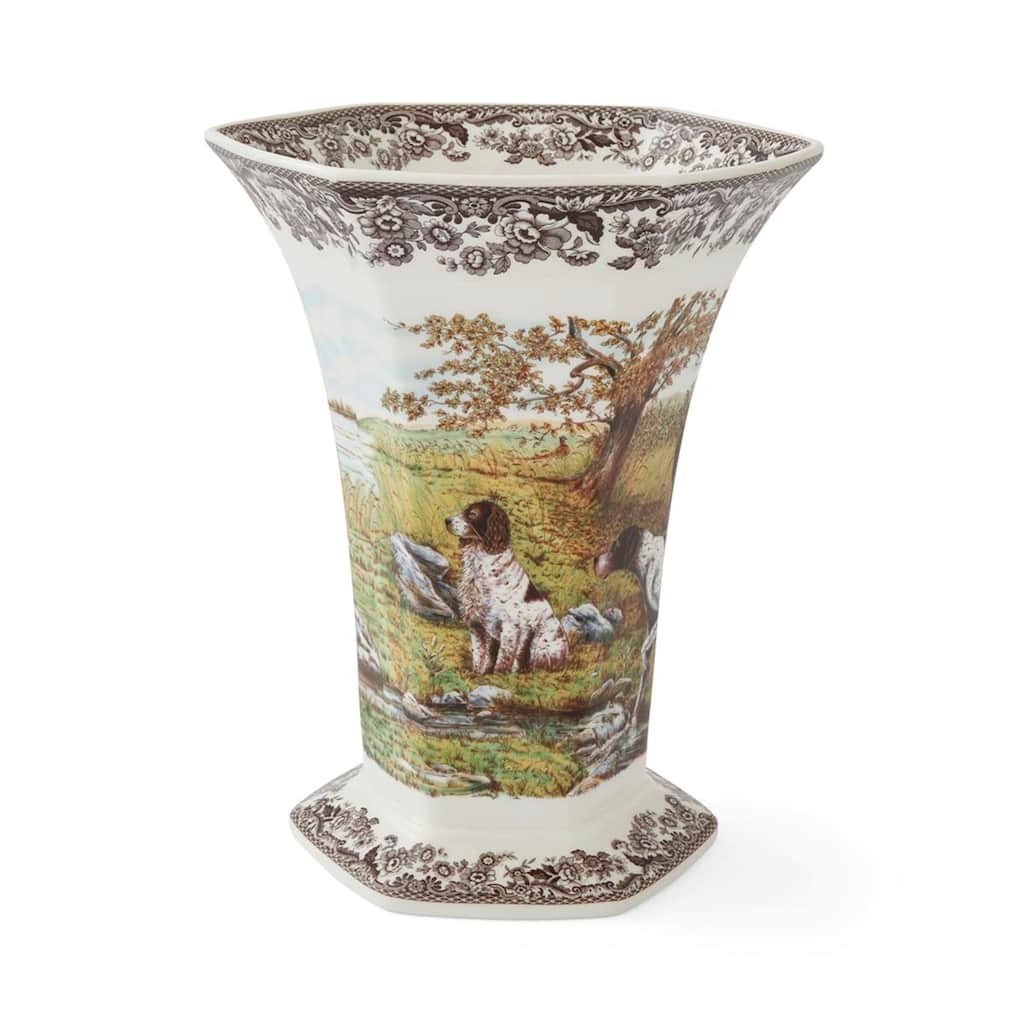 Spode Woodland Hexagonal Vase - 10.6-Inch
