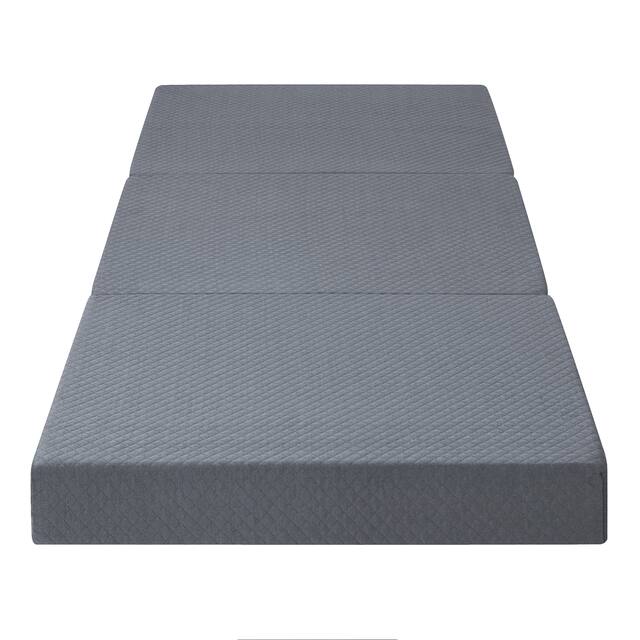 Sleeplanner 4-inch Grey Tri-fold Memory Foam Topper, Single size