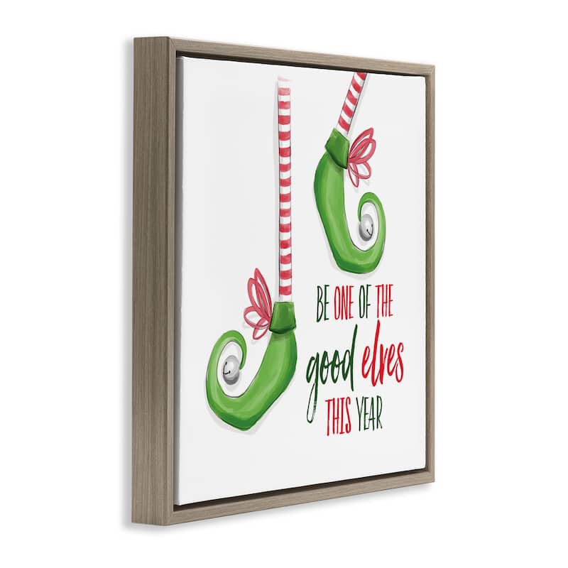 Stupell Festive Be A Good Elf Framed Floater Canvas Wall Art Design By Dogwood Portfolio