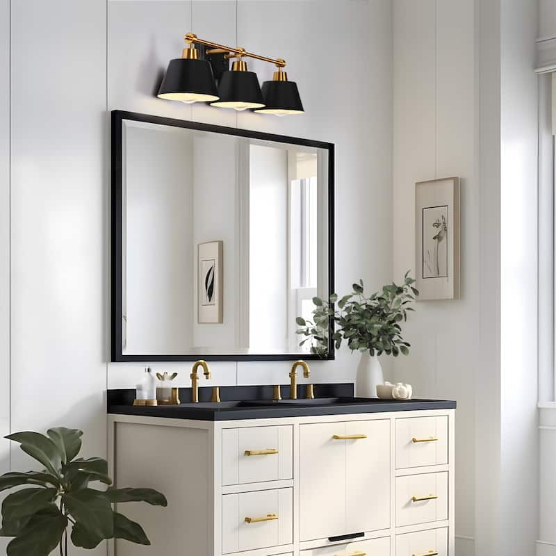 Modern Farmhouse Black Gold 3Light Bathroom Vanity Lights Dimmable Wall Sconces On Sale Bed