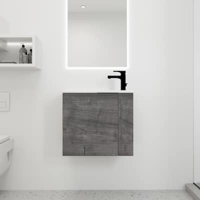 22 Inch Plaid Grey Oak Bathroom Vanity with Sink - Plaid Grey Oak