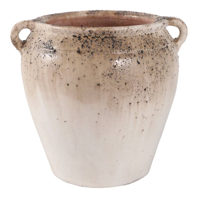 Pottery Terracotta Vase Handmade Handles Rustic Amphora Accent Vessel