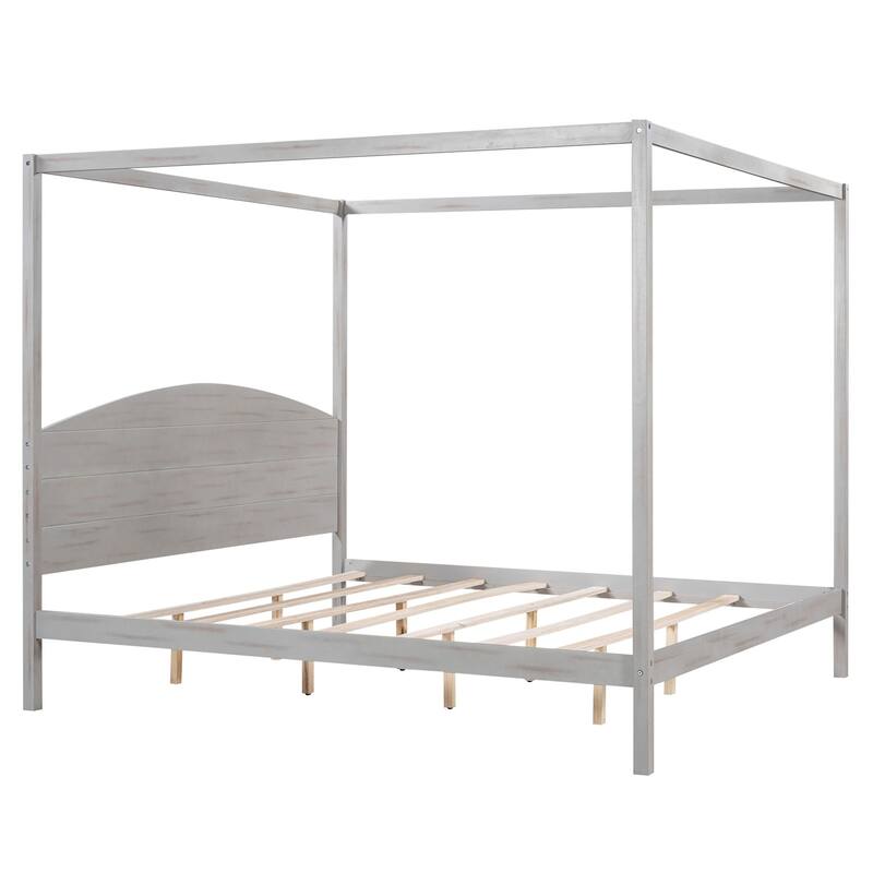 Merax Canopy Platform Bed with Headboard and Support Legs
