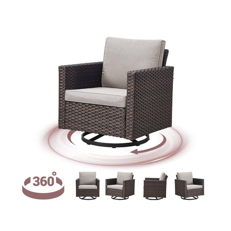 Gymojoy PE Wicker Sofa Rocking Chair Ottoman Set of 9