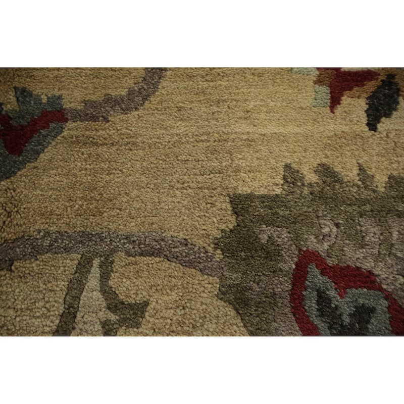 Hand Knotted Oriental 100% Wool Carpet Traditional Floral Yellow & Gold Nepalese Area Rug - 12' 3'' X 8' 11''