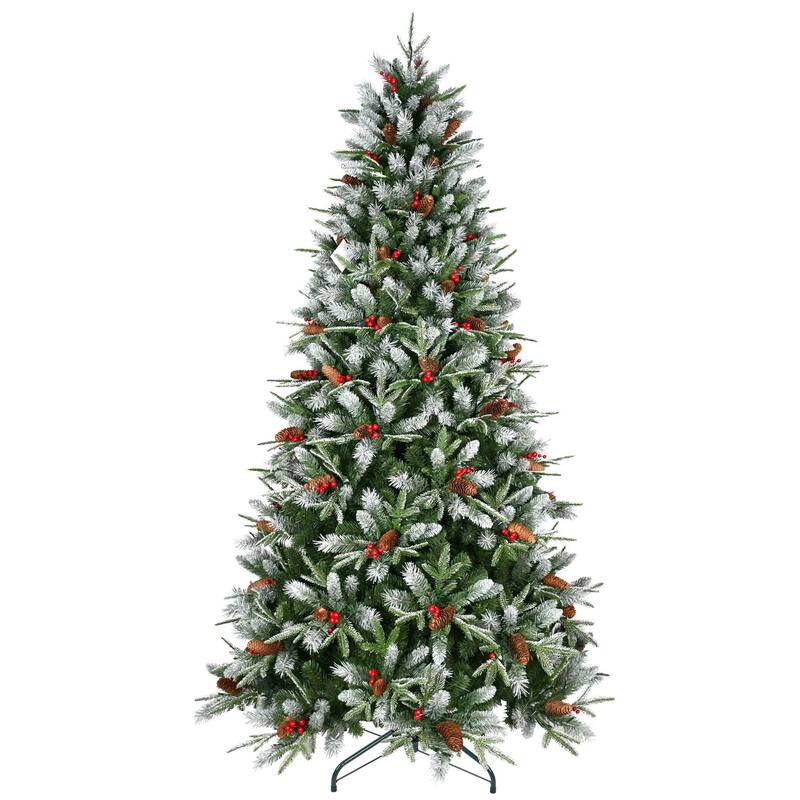 HomeRoots 5' Green And White Full Fir Christmas Tree With Decorations - 60.00 in. x 60.00 in. x 37.00 in.