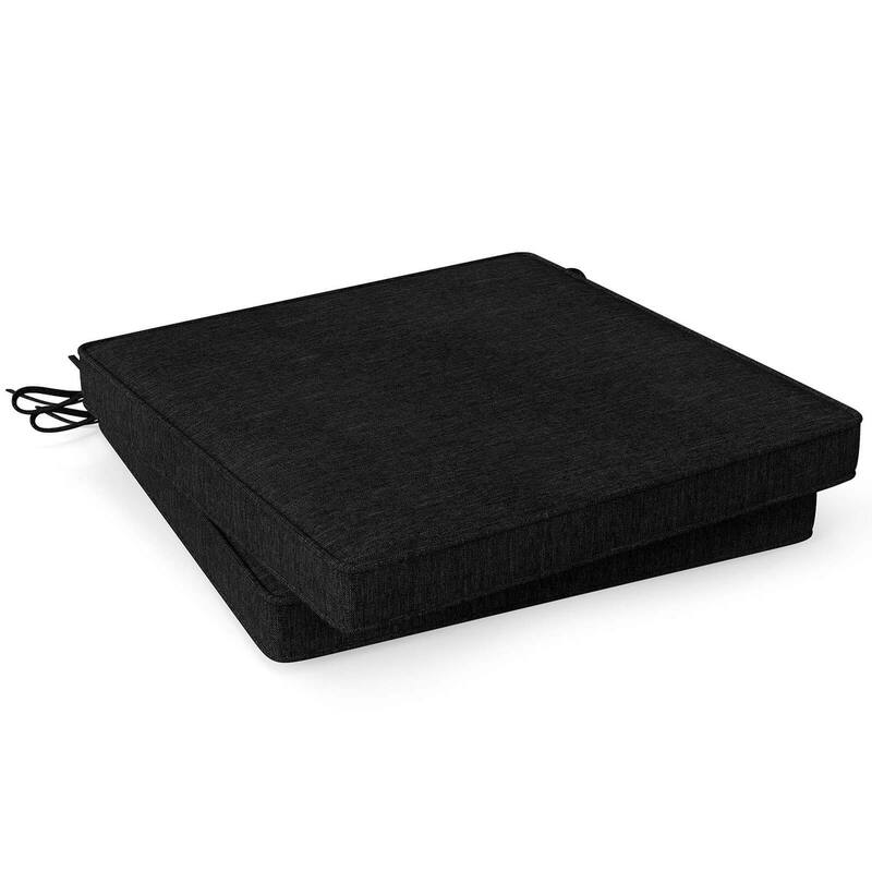 Set of 2/4/6 Patio Cushions Outdoor Square Chair Seat Cushion - Black - 2 pcs