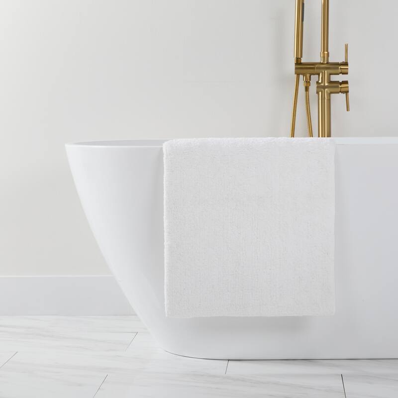 Becky Cameron 100% Cotton Reversible Solid Bath Mat - 34" x 21" - White