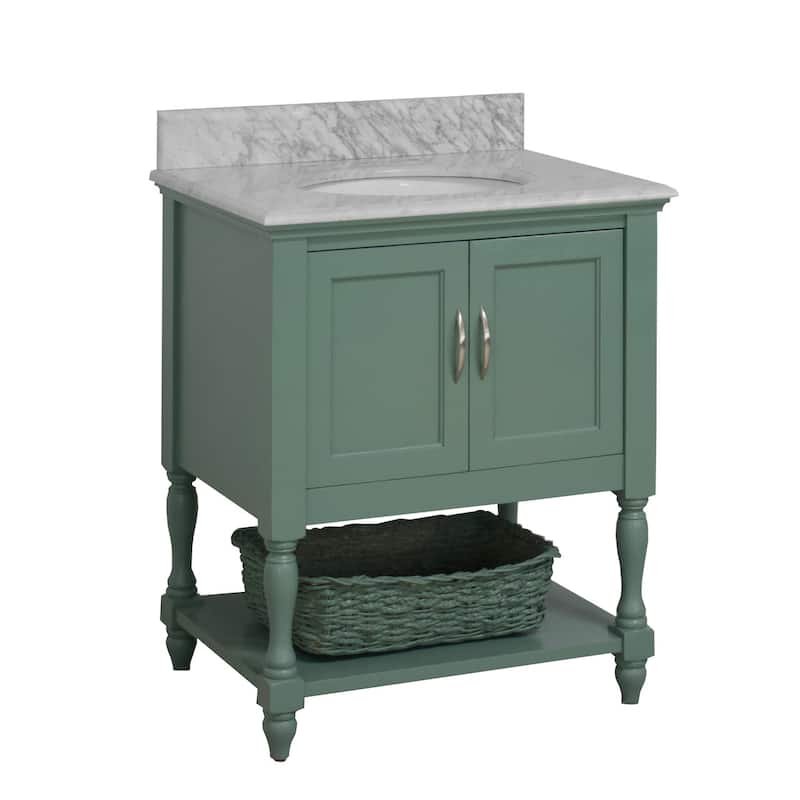 KitchenBathCollection Beverly 30" BathroomVanity w/ Carrara Marble Top