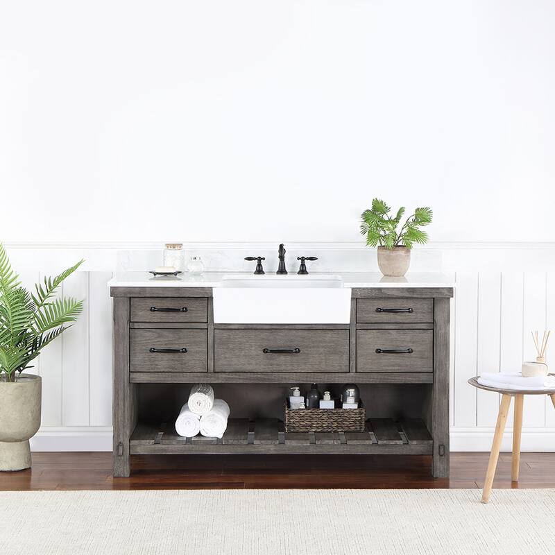 Villareal Bath Vanity with Composite Stone Top without Mirror