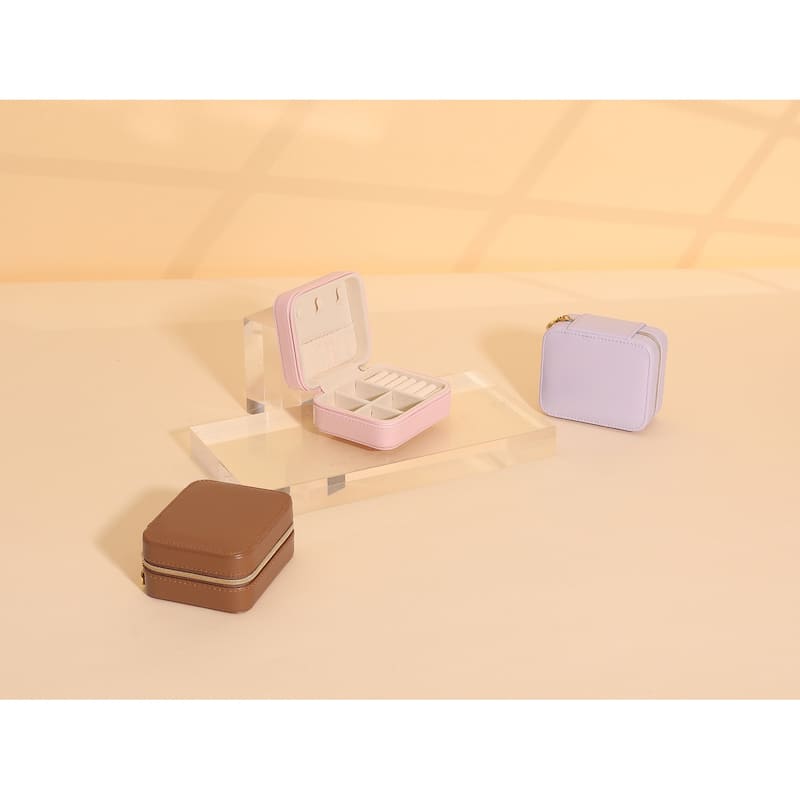 Travel Jewelry Box for Women's Birthday Gifts, Small Portable PU Leather Jewelry Organizer Case Storage Display Holder