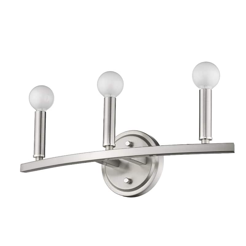 Modern 3-Light Silver Wall Sconce with E12 Base and Round Backplate for Bedroom or Hallway - 6.63" H x 18" W x 4" D