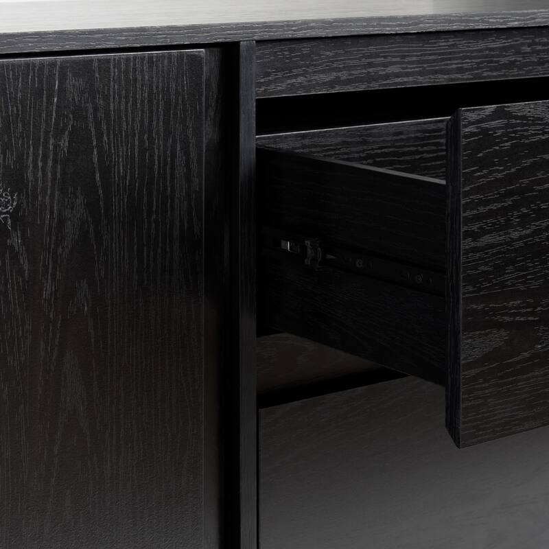 63" Scandi Sideboard with Beveled Drawers - Black