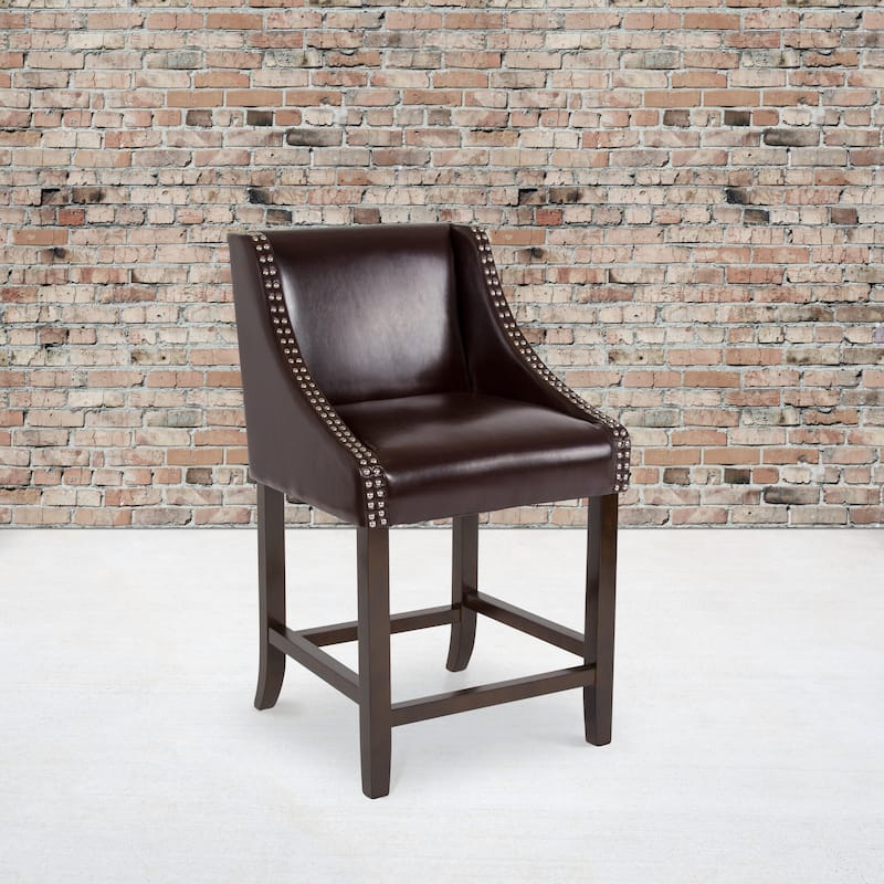 Transitional Walnut Counter Height Stool - 20"W x 22"D x 36"H