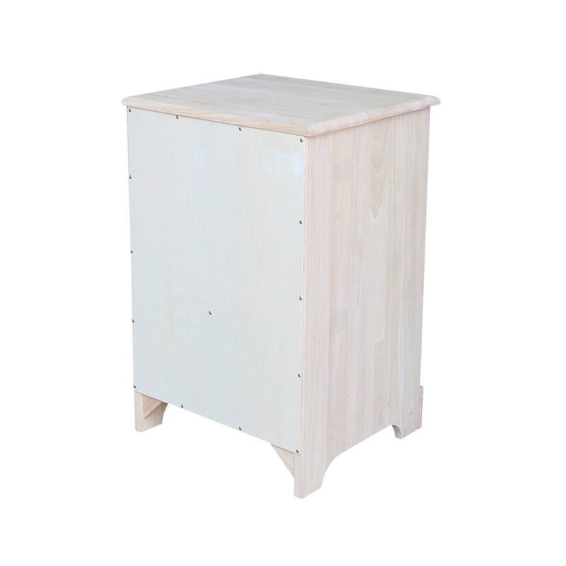 International Concepts Solid Wood 3-Drawer Nightstand, Wide Unfinished Ready to Finish Bedside Chest with Tiered Storage Drawers