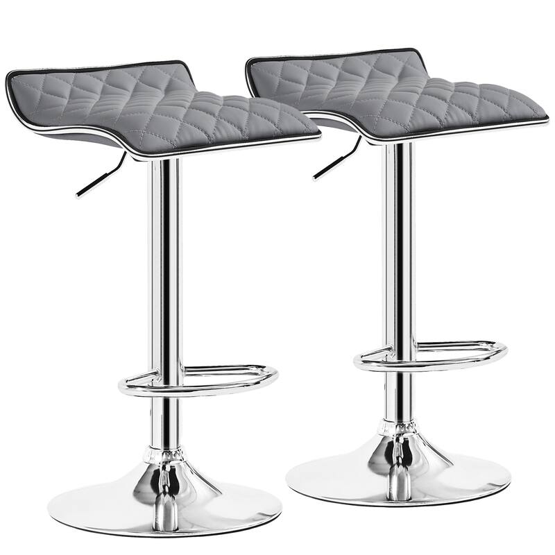 VECELO Barstools Adjustable Height Faux Leather Backless Modern Swivel Bar Stools (Set of 2)-Five colors