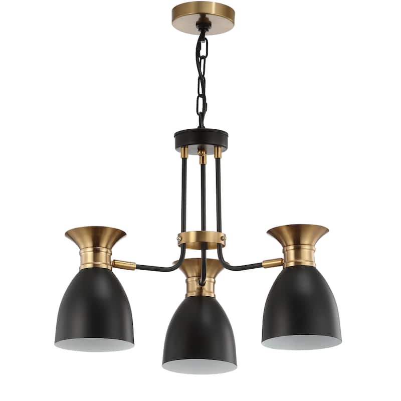 Edison 20" 3-Light Metal LED Chandelier, Black/Brass Gold by JONATHAN Y
