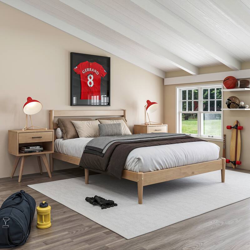 Mid-Century Platform Bed - Oak - Full