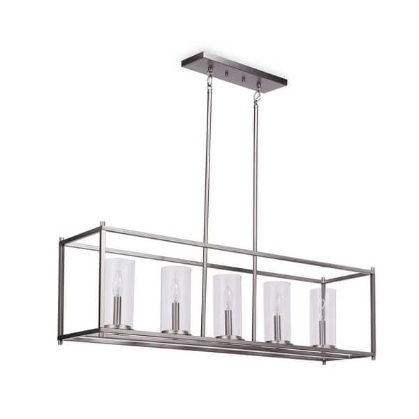 5-light Rectangular Linear Chandelier - Brushed Nickel - Bed Bath ...