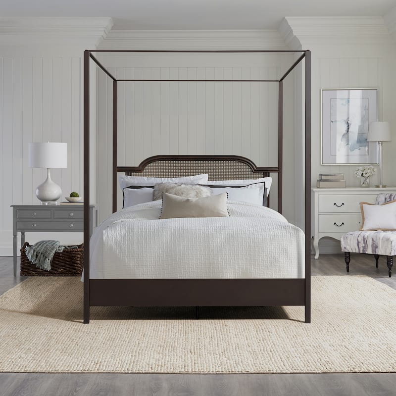 Hillsdale Furniture Melanie Wood and Metal Canopy Bed, Oiled Bronze - Oiled Bronze - Queen